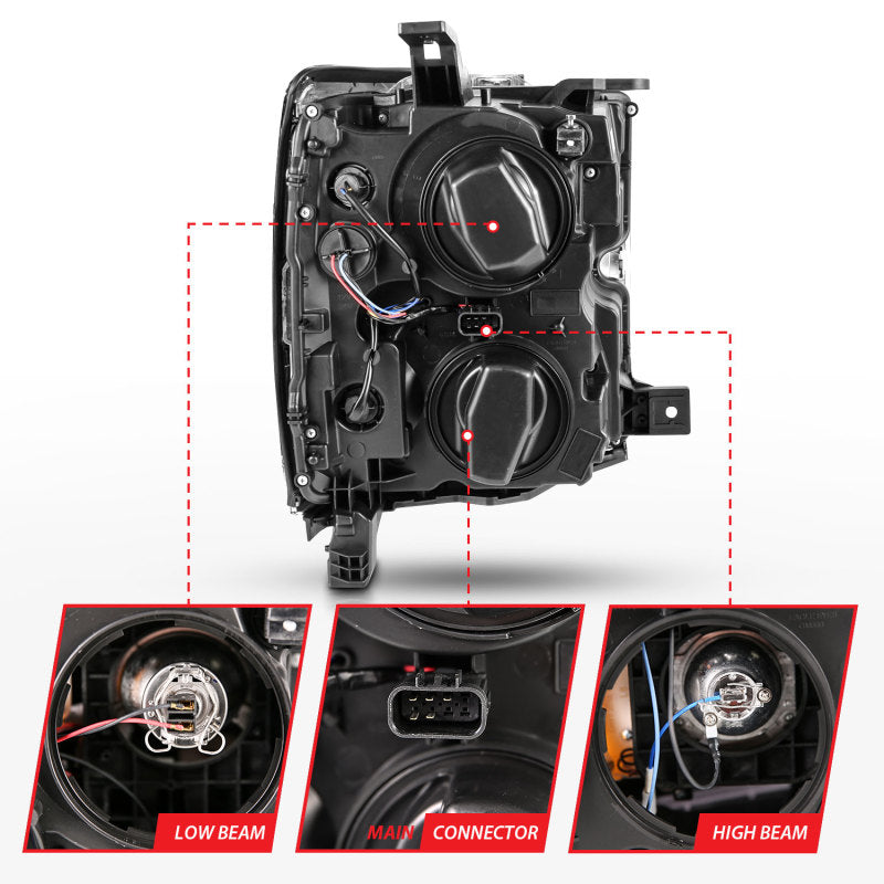 ANZO 2015-2019 Chevrolet Silverado 2500 HD LED Projector Headlights