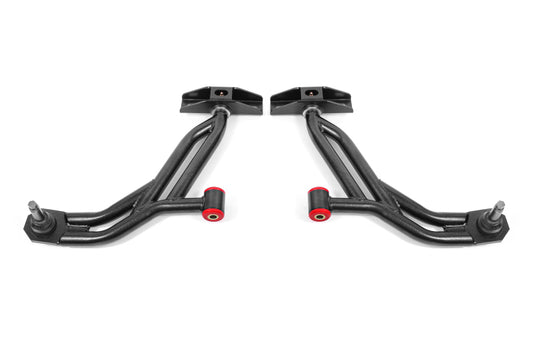 BMR 10-14 Ford Mustang Non-Adj. Lower A-Arms Delrin/Rod with 19mm Tall Ball Joint - Black Hammertone