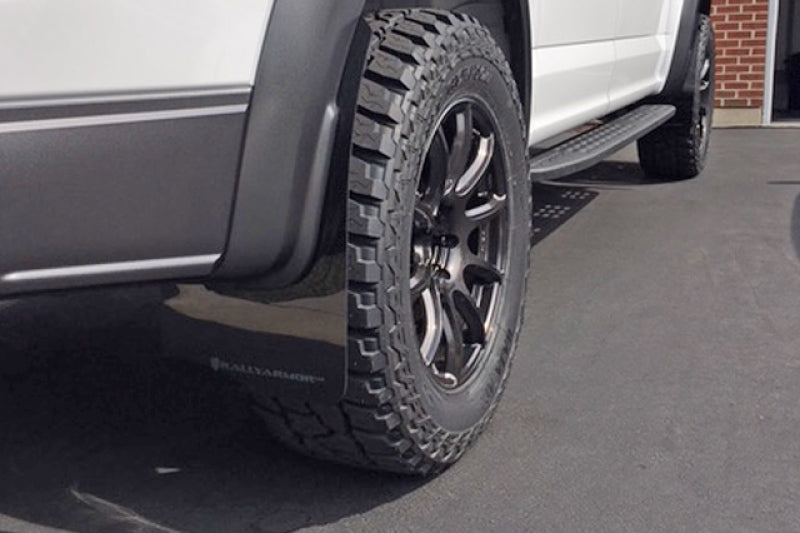 Rally Armor Mud Flaps - 2017-2020 Ford F-150 - RAL UR Blk Flap/Dark Grey Logo - #MF53-UR-BLK/DGRY