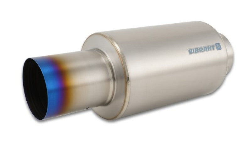 Vibrant Titanium Muffler w/Straight Cut Burnt Tip 4in Inlet/4in Outlet