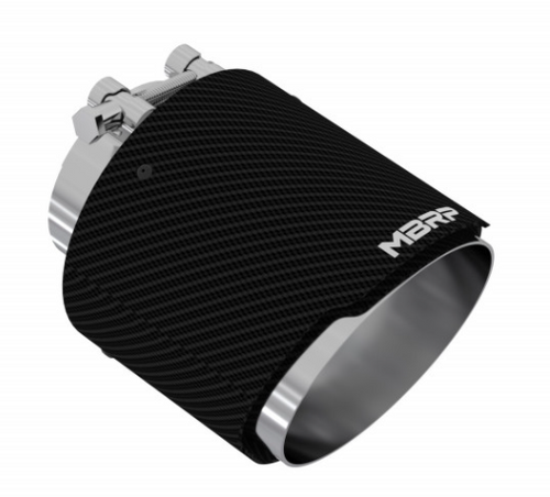 MBRP T5184CF 304 SS Round Angle Cut Clamp-On Double-Wall Carbon Fiber Exhaust Tip