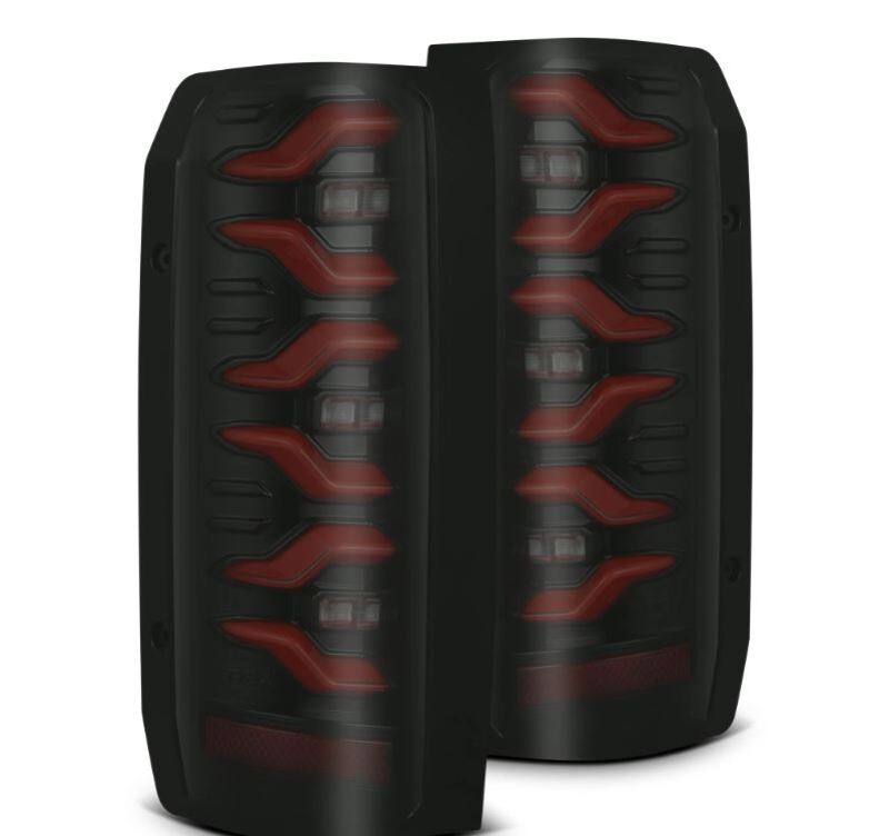 AlphaRex 658007 87-96 Ford Bronco/F-150 Luxx-Series LED Tail Lights - Black Red
