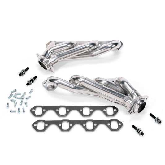 BBK Performance 15110 351W Swap Shorty Unequal Length Headers 1-5/8 Silver Ceramic for Fox Body Ford Mustang 351W Swap