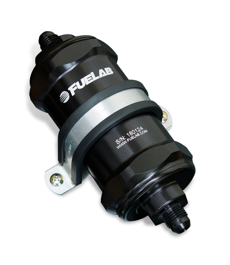 Fuelab 81802-1 818 In-Line Fuel Filter Standard -8AN In/Out 10 Micron Fabric - Black