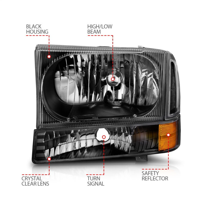 ANZO 1999-2004 Ford F-250 Super Duty Crystal Headlights
