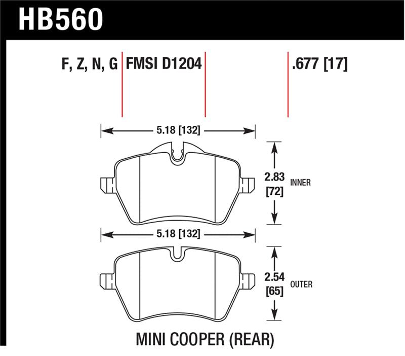 Hawk Performance HB560G.677 DTC-60 Motorsport Brake Pads