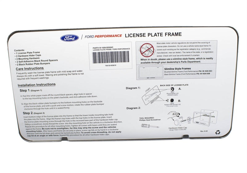Ford Racing Stainless Steel for Ford Performance License Plate Frame