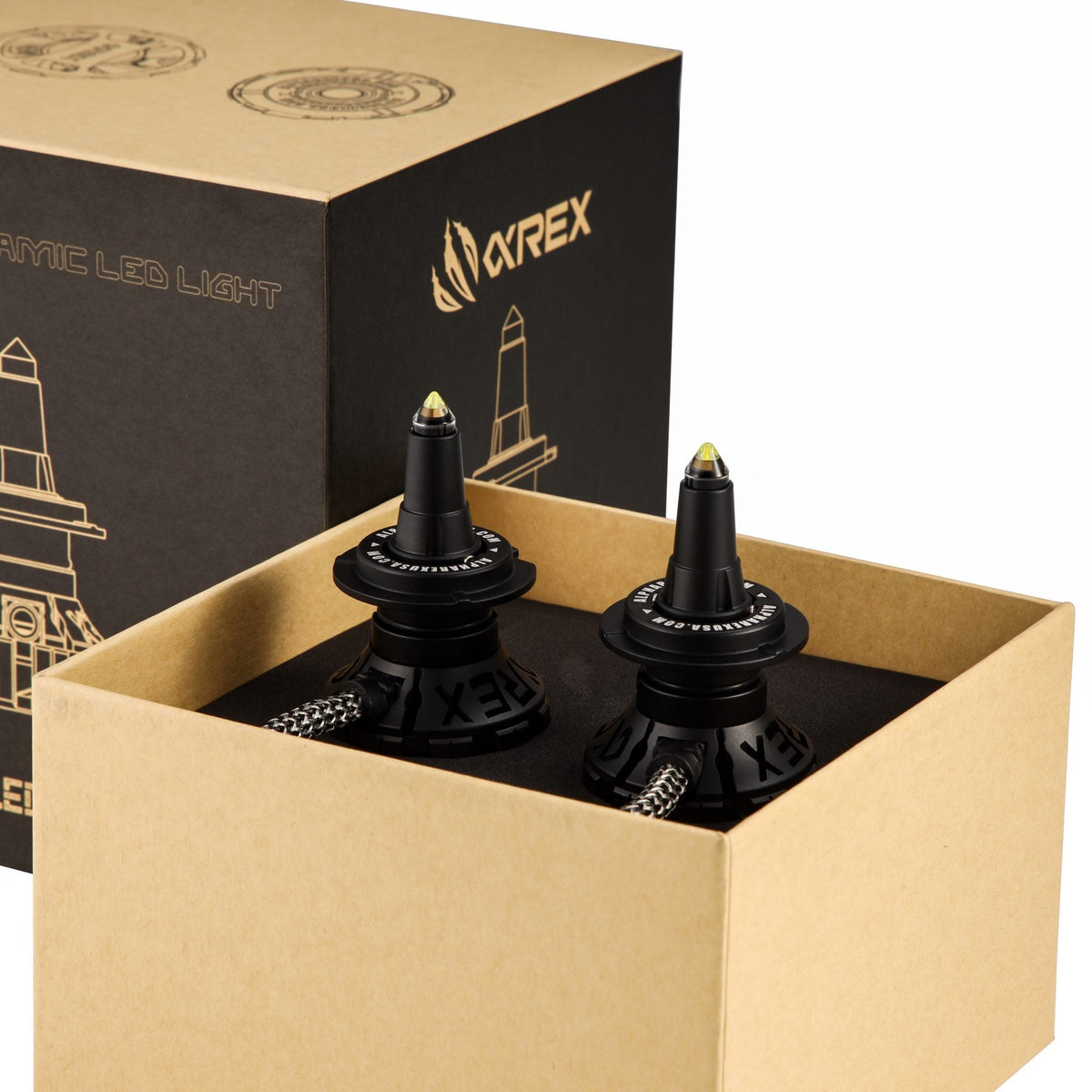 AlphaRex 110011 Black Ammo Panoramic LED Light Bulbs - H11