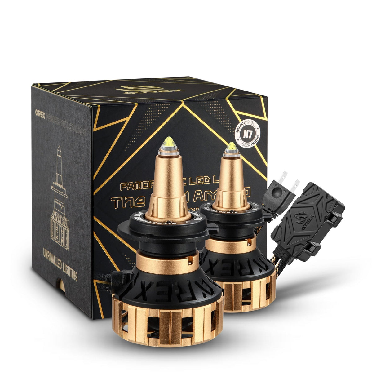 AlphaRex 110012 Gold Ammo Panoramic LED Light Bulbs - H11