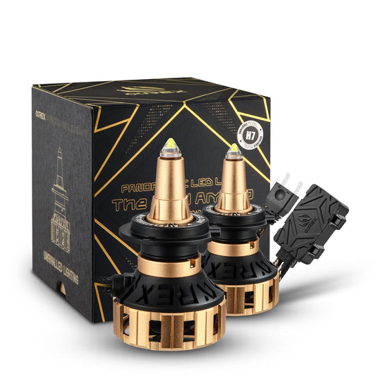 AlphaRex 110008 Gold Ammo Panoramic LED Light Bulbs - H7