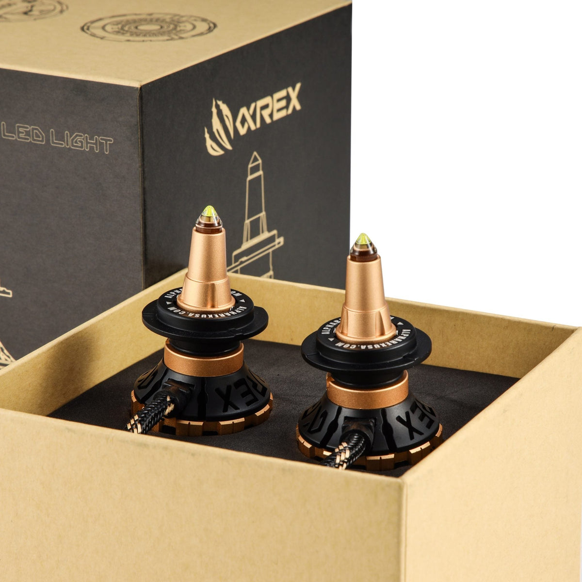AlphaRex 110012 Gold Ammo Panoramic LED Light Bulbs - H11