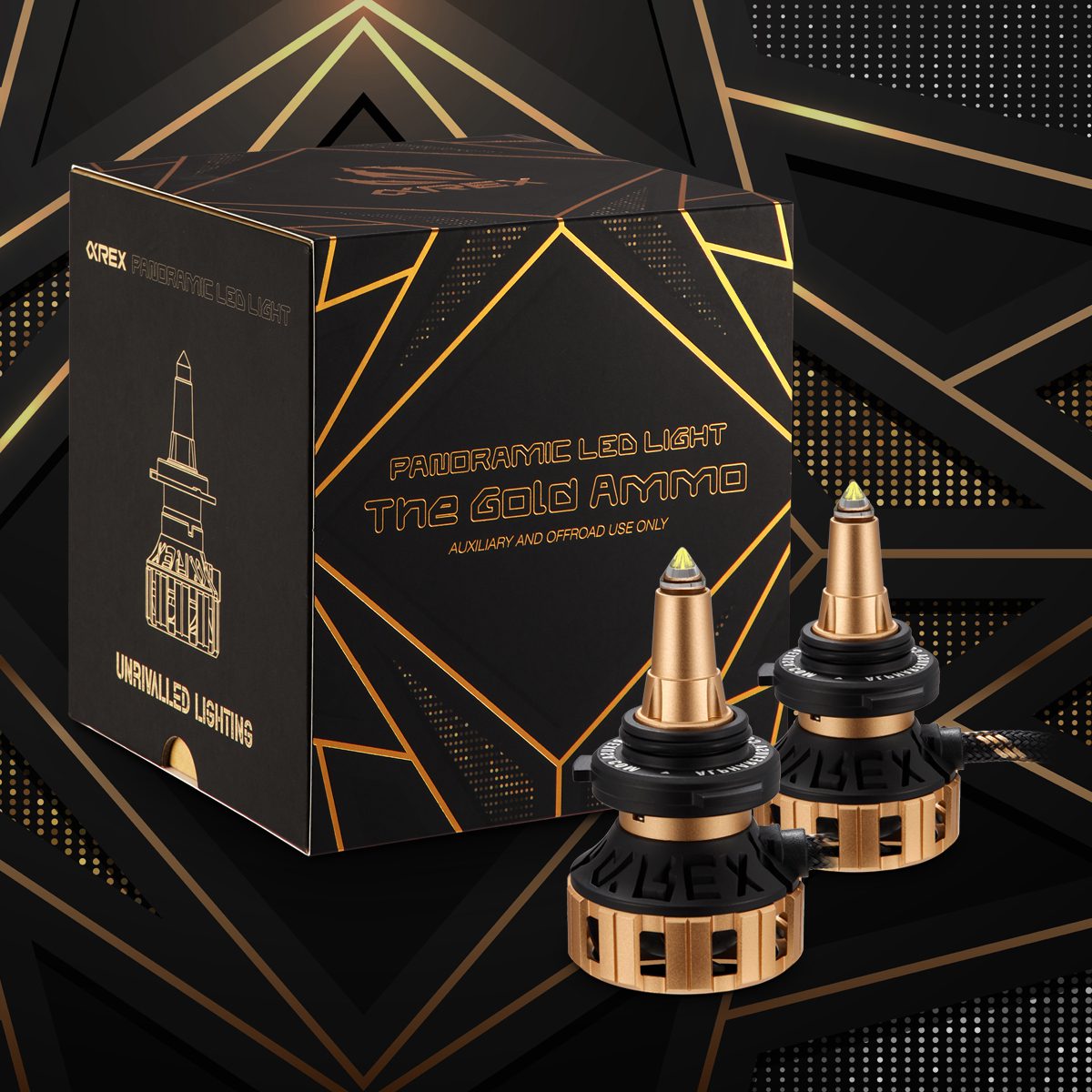 AlphaRex 110012 Gold Ammo Panoramic LED Light Bulbs - H11