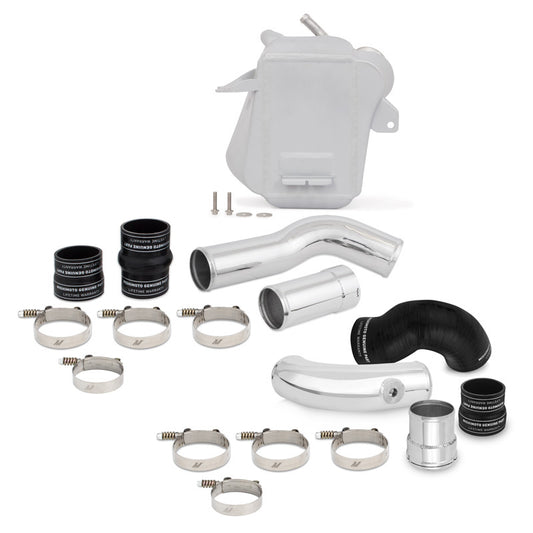 Mishimoto 11-16 Ford 6.7L Powerstroke Air-To-Water Intercooler Kit - Wrinkle Silver w/Polished Pipes - #MMINT-F2D-11KSLP
