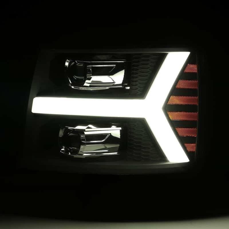 AlphaRex 880223 07-13 Chevrolet 1500 LUXX LED Projector Headlights Plank Style Jet Black w/ Activation Light/Sequential Signal/DRL