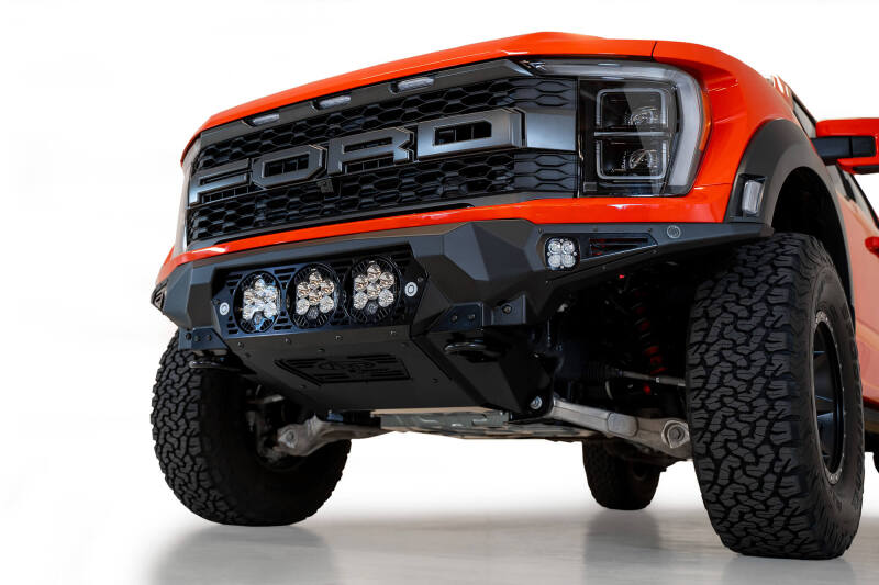 Addictive Desert Designs for 2021+ Ford Raptor Bomber Front Bumper w/ 3 Baja Designs LP6 Light Mounts