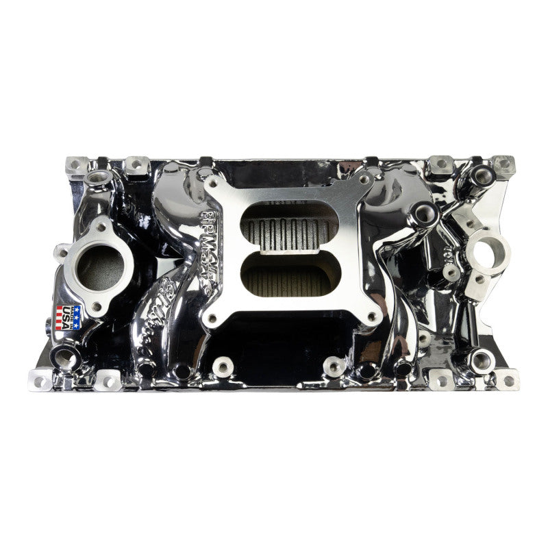 Edelbrock 7516-CP RPM Air-Gap Manifold for Small-Block Chevrolet Vortec - Chrome Plasma