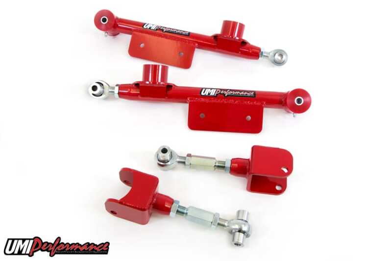 UMI Performance 101417-R Upper and Lower Adjustable Control Arms Red