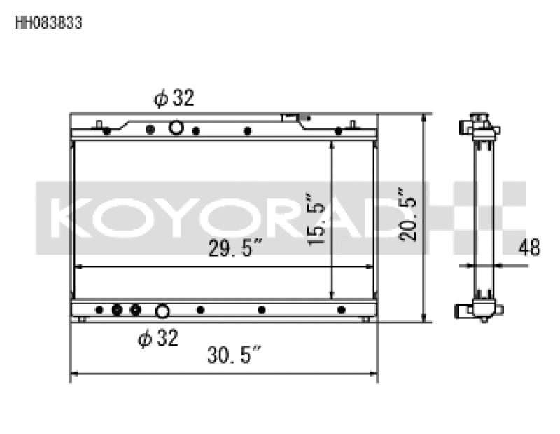 Koyo HH083833 for 2022 Honda Civic 1.5L Turbo (MT and CVT) / 2023 Acura Integra All Aluminum Radiator