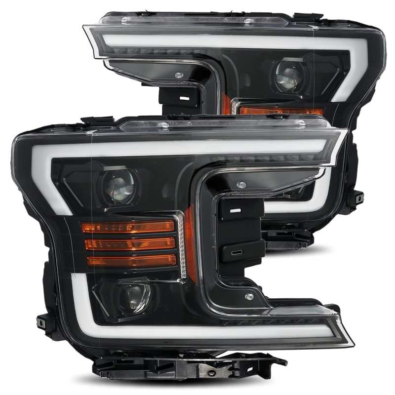 AlphaRex 880188 18-19 Ford F-150 PRO-Series Projector Headlights Plank Style Gloss Black w/Activation Light/Sequential Signal