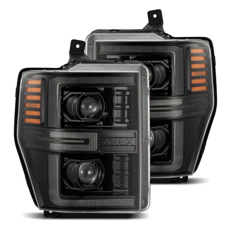 AlphaRex 880313 08-10 Ford F250-550 LUXX-Series LED Projector Headlights Alpha-Black w/Activation Light/Sequential Signal