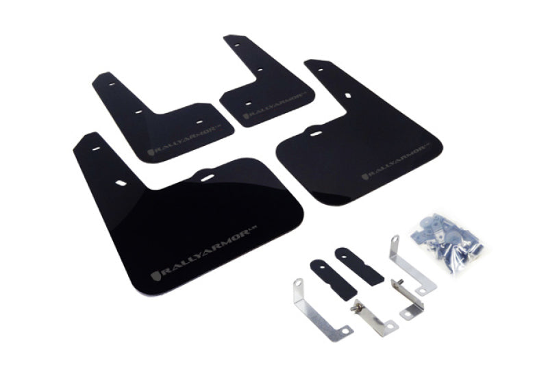Rally Armor UR Mud Flaps - 2012-2017 Hyundai Veloster - Black/Grey Logo - #MF24-UR-BLK/GRY