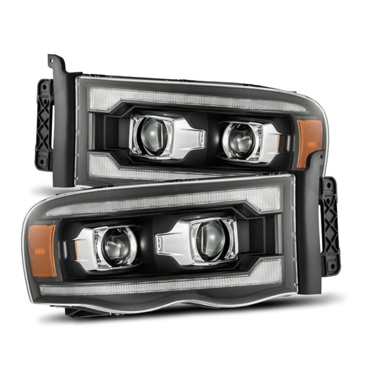 AlphaRex 880567 02-05 Dodge Ram 1500 LUXX LED Projector Headlights Plank Style Black w/Activation Light/Sequential Signal