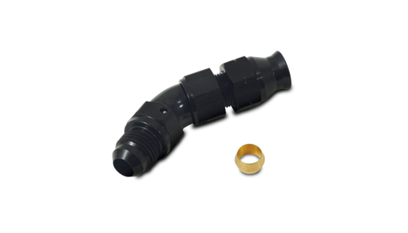 Vibrant 45 Degree 3/8in Tube to Male -6AN Flare Adapter w/Olive Inserts
