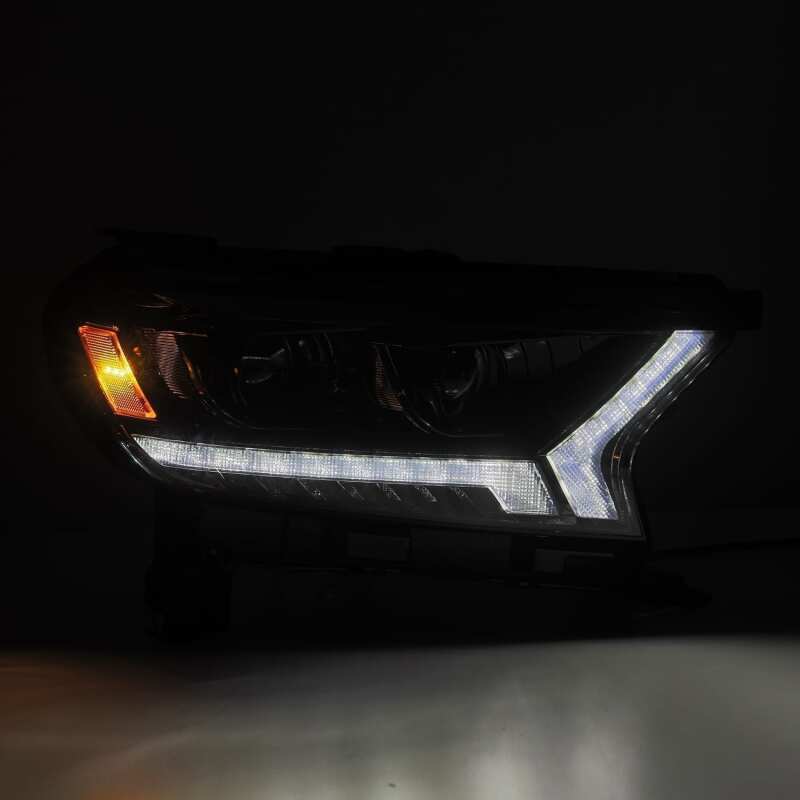 AlphaRex 880119 2019+ Ford Ranger PRO-Series Projector Headlights Plank Style Alpha Black with Sequential Signal/DRL