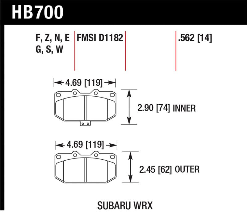 Hawk Performance HB700E.562 Blue 9012 Motorsport Brake Pads