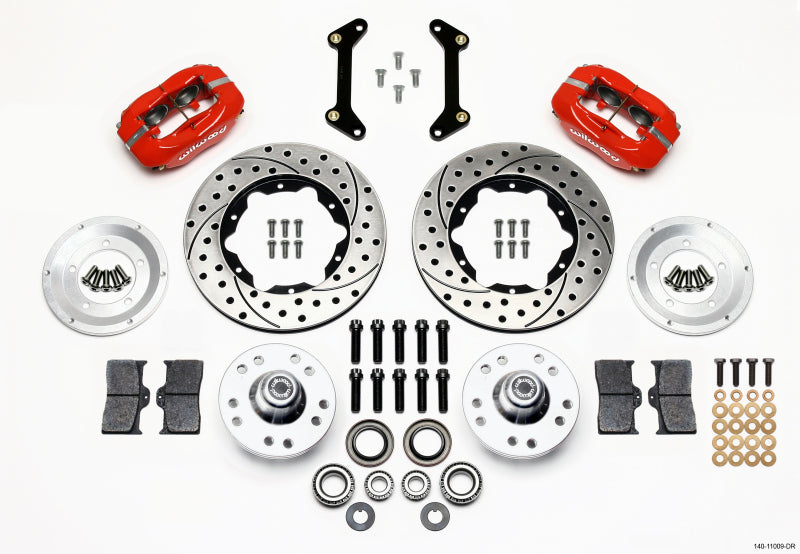 Wilwood Forged Dynalite Front Kit 11.00in Drilled Red 79-87 GM G Body - #140-11009-DR