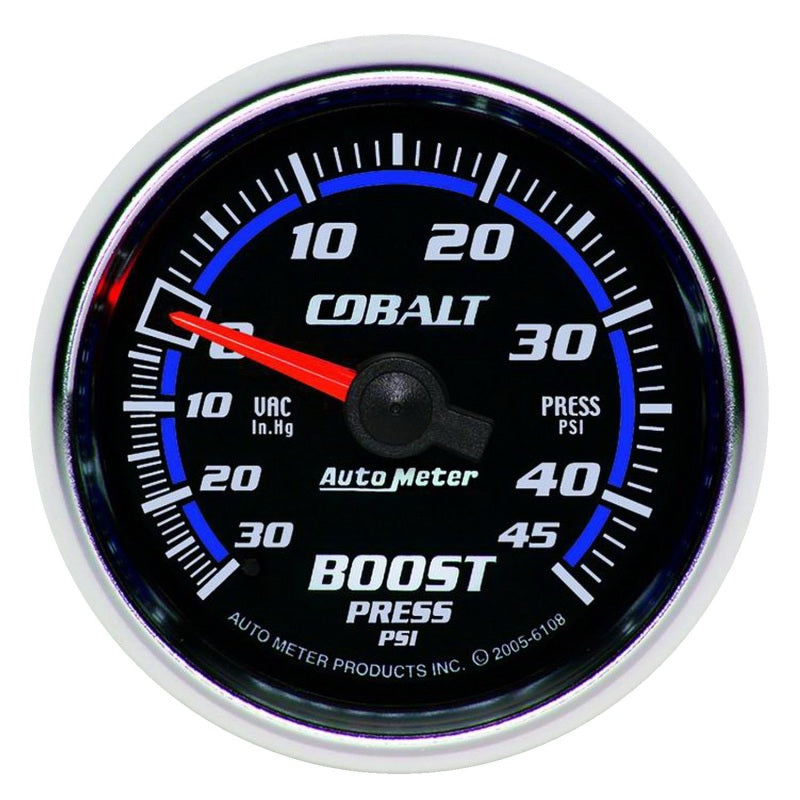 AutoMeter 6108 Cobalt 52mm 45psi Vacuum Boost Gauge
