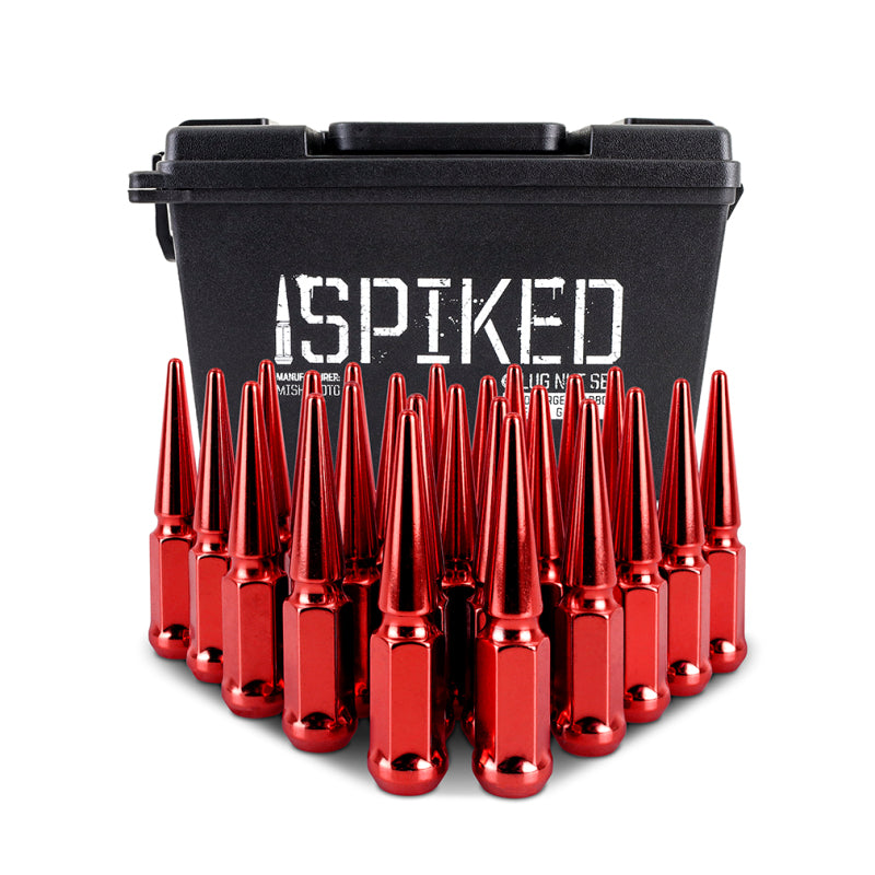 Mishimoto Mishimoto Steel Spiked Lug Nuts M14 x 1.5 24pc Set Red - #MMLG-SP1415-24RD
