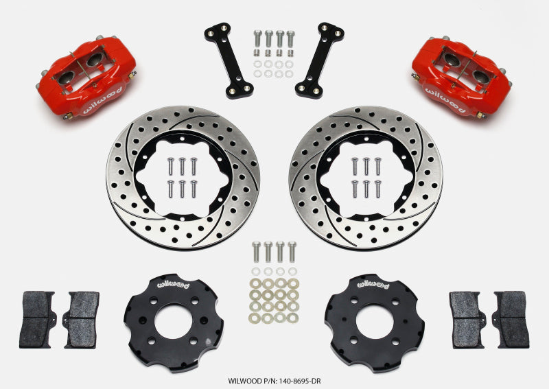 Wilwood Forged Dynalite Front Hat Kit 11.00in Drilled Red Integra/Civic w/Fac.240mm Rtr - #140-8695-DR