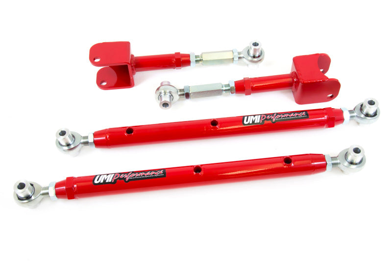UMI Performance 402719-R Double Adjustable Upper and Lower Rear Control Arms Red