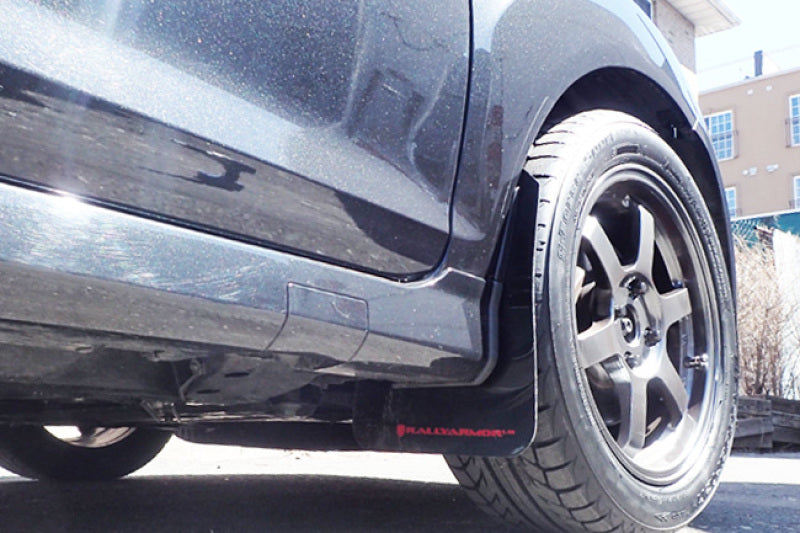 Rally Armor UR Mud Flaps - 2014-2019 Ford Fiesta - Black/Red Logo - #MF29-UR-BLK/RD