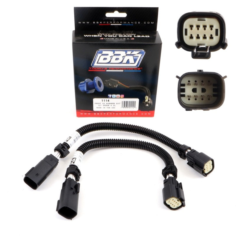 BBK Performance 1114 Front O2 Extension Harness 6-Pin 12 in (Pair) for 2015-2023 Dodge Challenger / Charger Hellcat (6.2L Supercharged Hemi)