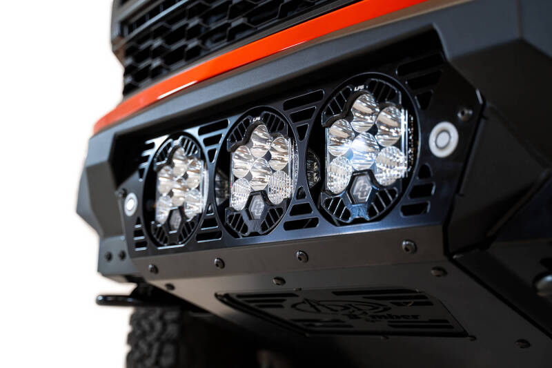 Addictive Desert Designs for 2021+ Ford Raptor Bomber Front Bumper w/ 3 Baja Designs LP6 Light Mounts