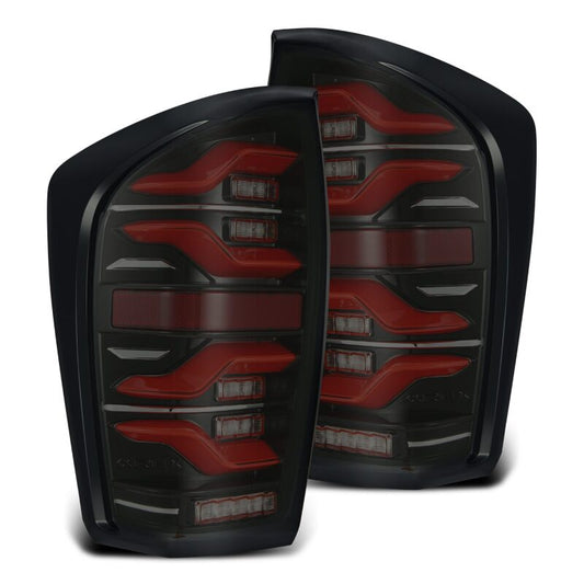 AlphaRex 680000 16-21 Toyota Tacoma LUXX LED Taillights Black/Red w/Activation Light/Sequential Signal