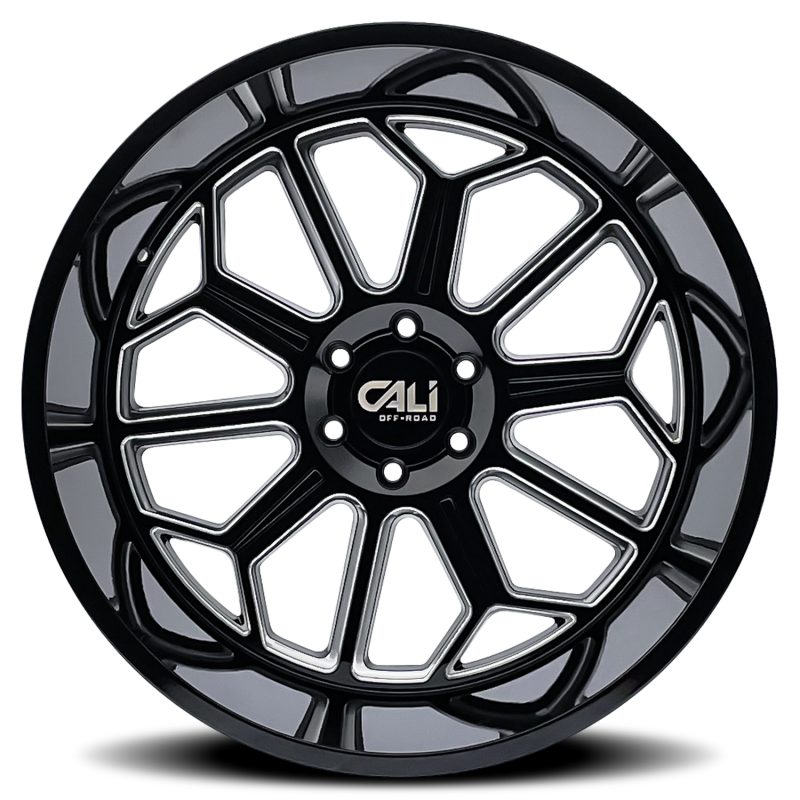 Cali Off-Road Auburn 9117 24x14 6x139.7 -76mm Gloss Black Milled Wheel 9117-24483BM