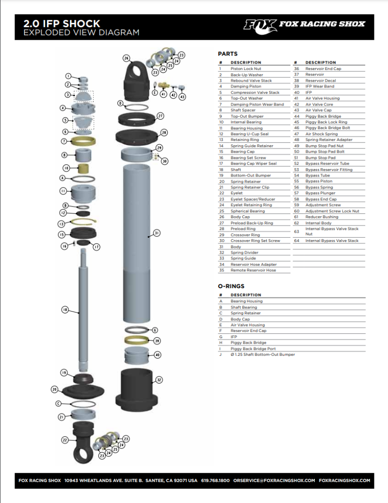 Fox Rebuild 2.5 Series Dia. 1.625In. Shaft Emulsion