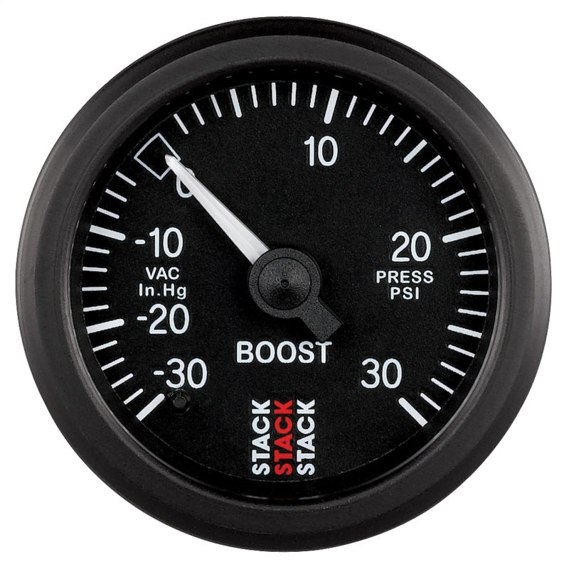 AutoMeter ST3112 Stack 52mm -30inHg to +30 PSI Mechanical Boost Gauge Black