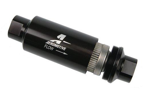 Aeromotive In-Line Filter - (AN -8 Male) 40 Micron Stainless Mesh Element Bright Dip Black Finish