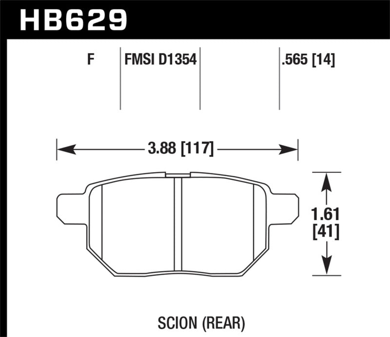 Hawk Performance HB629F.565 HPS Disc Brake Pad, Rear