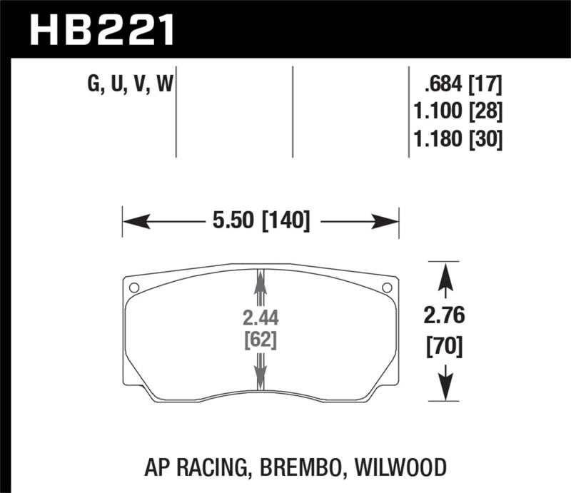Hawk Performance HB221U.787 DTC-70 Motorsport Brake Pads