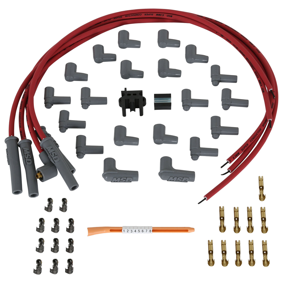 MSD 31159 Super Conductor Spark Plug Wire Set 4 Cyl Multi-Angle Plug, Socket/HEI