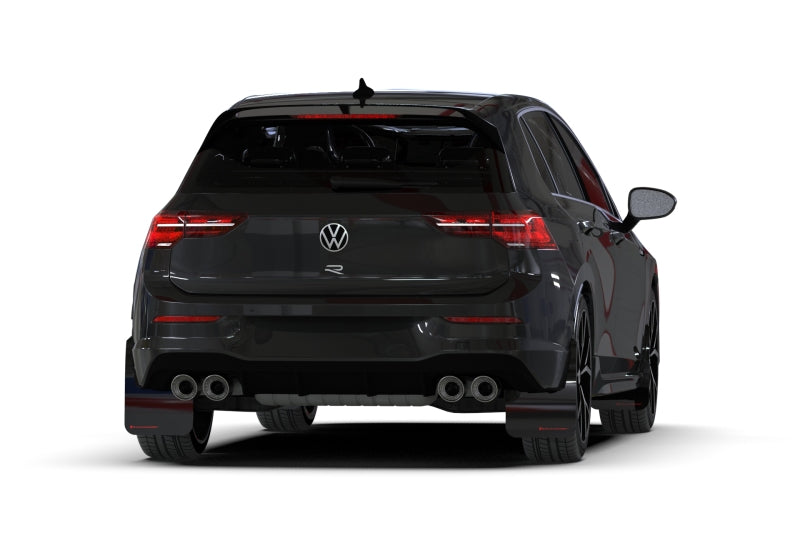 Rally Armor UR Mud Flaps - 2022-2025 Volkswagen GTI / Golf R - Red/White Logo - #MF80-UR-RD/WH