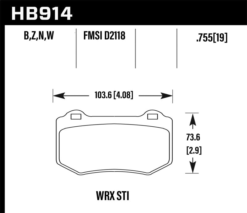 Hawk Performance HB914Z.580 Performance Ceramic Street Brake Pads