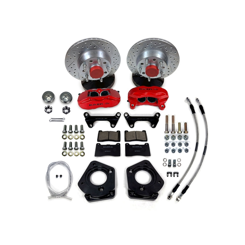Baer Brakes 70 Ford Fairlane 11in SS4 Int Hub Front SDZ Brake Kit - Silver — Fits 1970-73 Ford Mustang, 70 Fairlane, 70 Falcon, 70-74 Maverick…