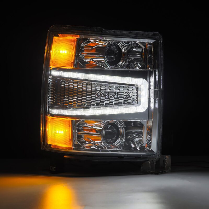 AlphaRex 880246 14-15 Chevrolet 1500 PRO-Series Projector Headlights Chrome with Sequential Signal & DRL