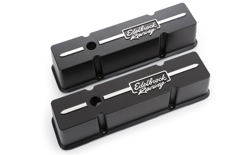 Edelbrock 41643 Valve Cover Racing Series Chevrolet 1959-1986 262-400 CI V8 Tall Black